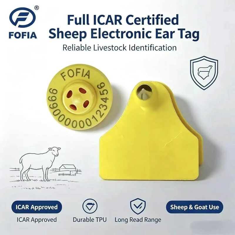 Fofia ET957+T967 Kambing Domba Sapi Sapi Sapi Kombinasi Pelacakan Pertanian Elektronik Ear Tag Baru Kualitas Tinggi RFID TPU Laser Coding 3