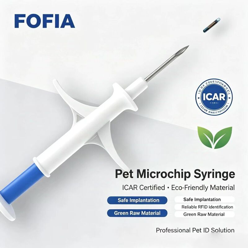 FOFIA ZS007 RFID 134.2kHz Microchip Hewan FDX/EM4305 Chip Kemasan Plastik Suntikan Ternak Hewan Peliharaan Tahan Air IP67 Baru 1.5