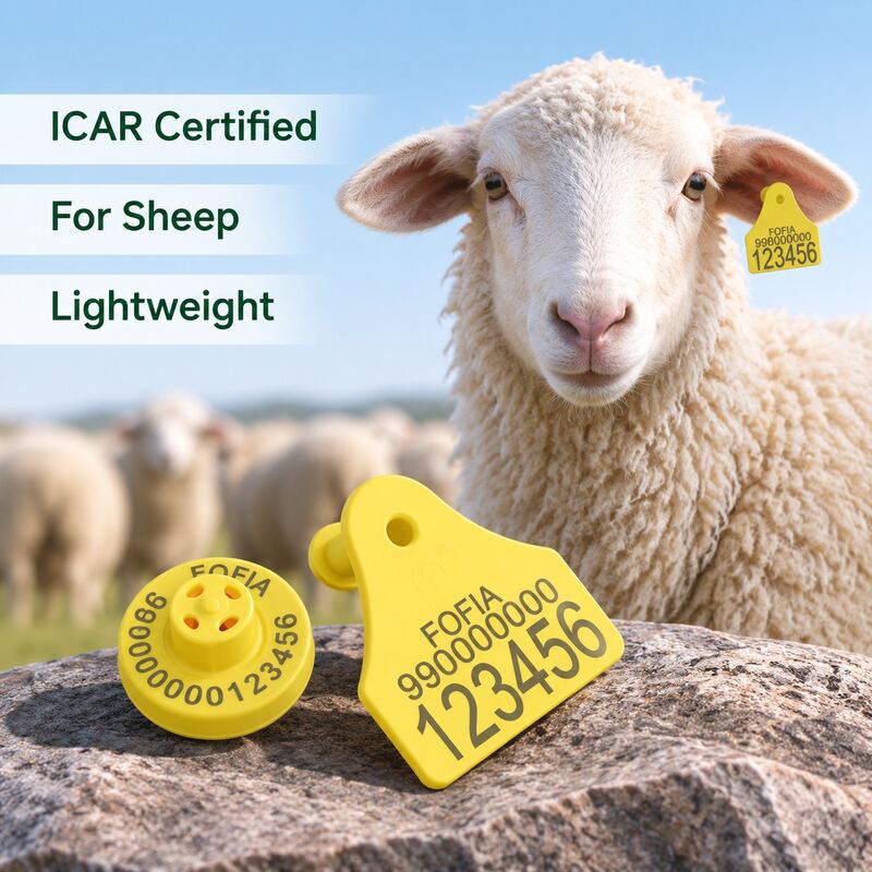 Tag Telinga Elektronik Fofia Full ICAR Kombinasi Domba Kambing Pelacak Baru Berkualitas Tinggi RFID TPU Plastik Laser Coding 3 Tahun