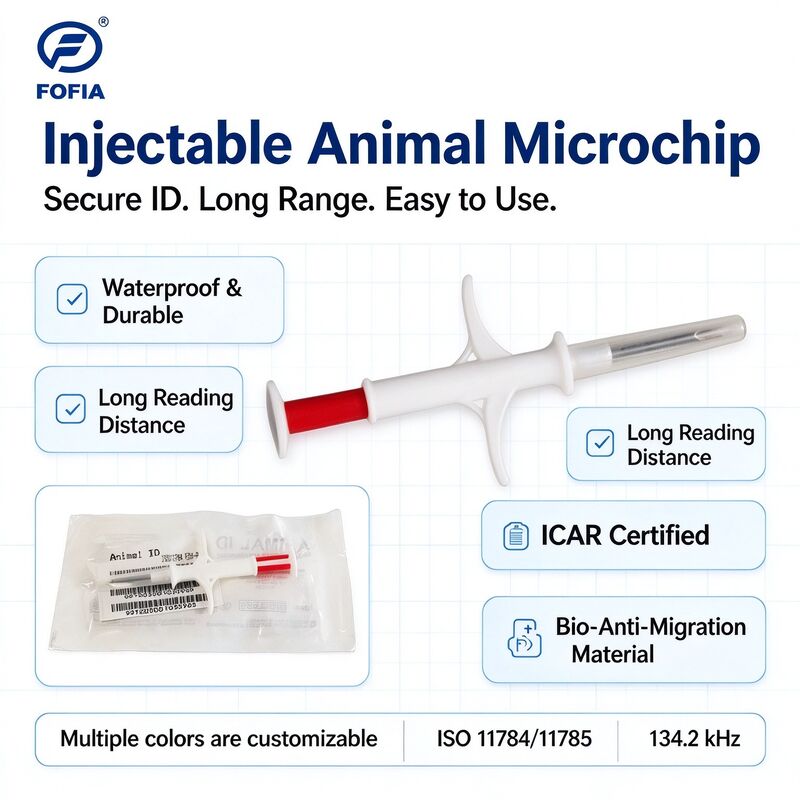 Fofia RFID Injeksi Microchip Hewan 134.2 kHz ISO 11784 11785 Waterproof 2.12 X 12 mm Pet Identifikasi