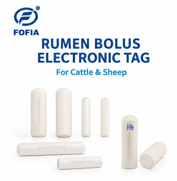 FOFIA ET912 Animal Identification Eartag Cattle RFID ISO11784/5 FDX-B/HDX 134.2kHz Waterproof Bioceramic QR Code Silicone