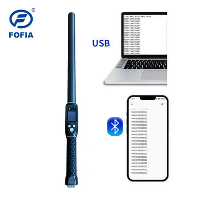 Custom ISO FDX-B HDX 30000 Records Handheld Stick RFID Reader Untuk Tag Telinga Ternak Microchip Plastik Jarak Panjang