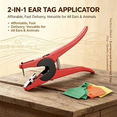 FOFIA Aluminium Alloy Baru Peternakan Hewan Ear Tag Applicator dengan Laser Coding untuk Sapi Babi Domba & Kuda Ear Tags 3 Bulan Garansi
