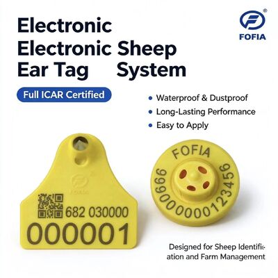 Tag Telinga RFID TPU Bersertifikat ICAR 134.2KHz FDX-B Kuning untuk Domba Sapi Baru Pelacakan Ternak ET957+T967 Fofia Garansi 5 Tahun